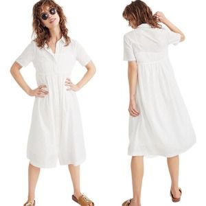 Madewell Clipdot Midi Shirtdress White Dots Size XS